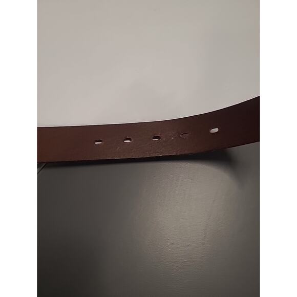 Fossil WMS Leather Belt Solid Brown Square Silver Buckle XL Adjustable 35-39" - Picture 9 of 10
